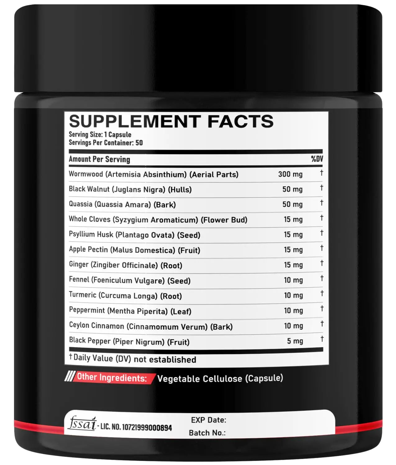 DEDICAD Wormwood Capsules - 12 Herbs Blended Black Walnut, Cloves, Ginger, Turmeric, Cinnamon, Apple, Quassia - 2 Packs 50 Capsules DEDICAD buy supplements canada