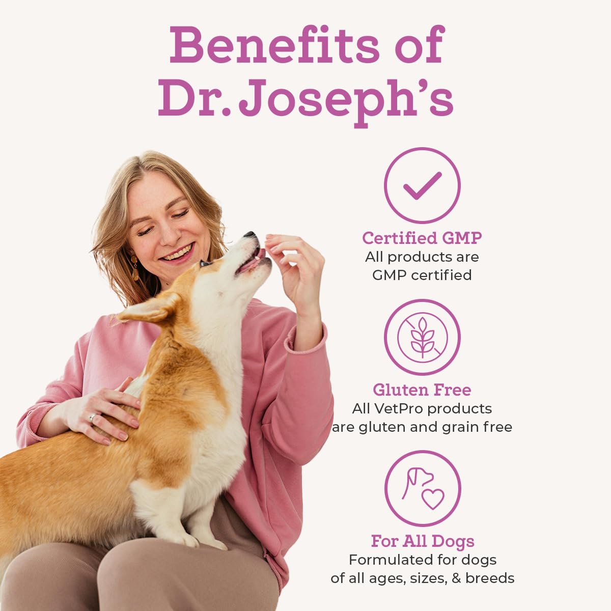 Dr. Joseph's VetPro Complete Dog Hip & Joint Supplement for Arthritis Pain Relief – High-Strength Glucosamine & Chondroitin Chews for Senior Dogs – Vet Formulated Daily Treats, Chicken Flavor, 60 Ct VetPro Complete buy supplements canada