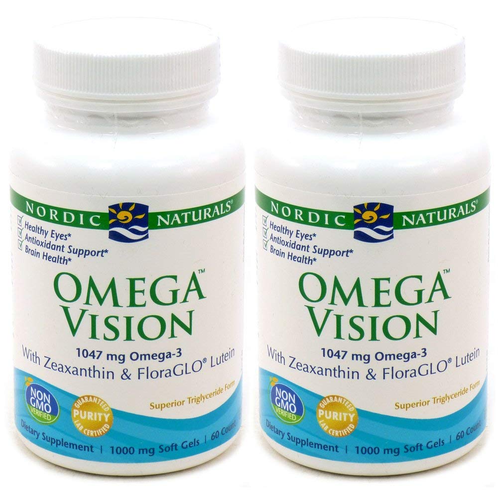 Nordic Naturals Omega Vision, Lemon - 60 Soft Gels - Pack of 2-1460 mg Omega-3 + FloraGLO Lutein & Zeaxanthin - Eye Health, Brain Health, Antioxidant Support - Non-GMO - 60 Total Servings Nordic Naturals buy supplements canada