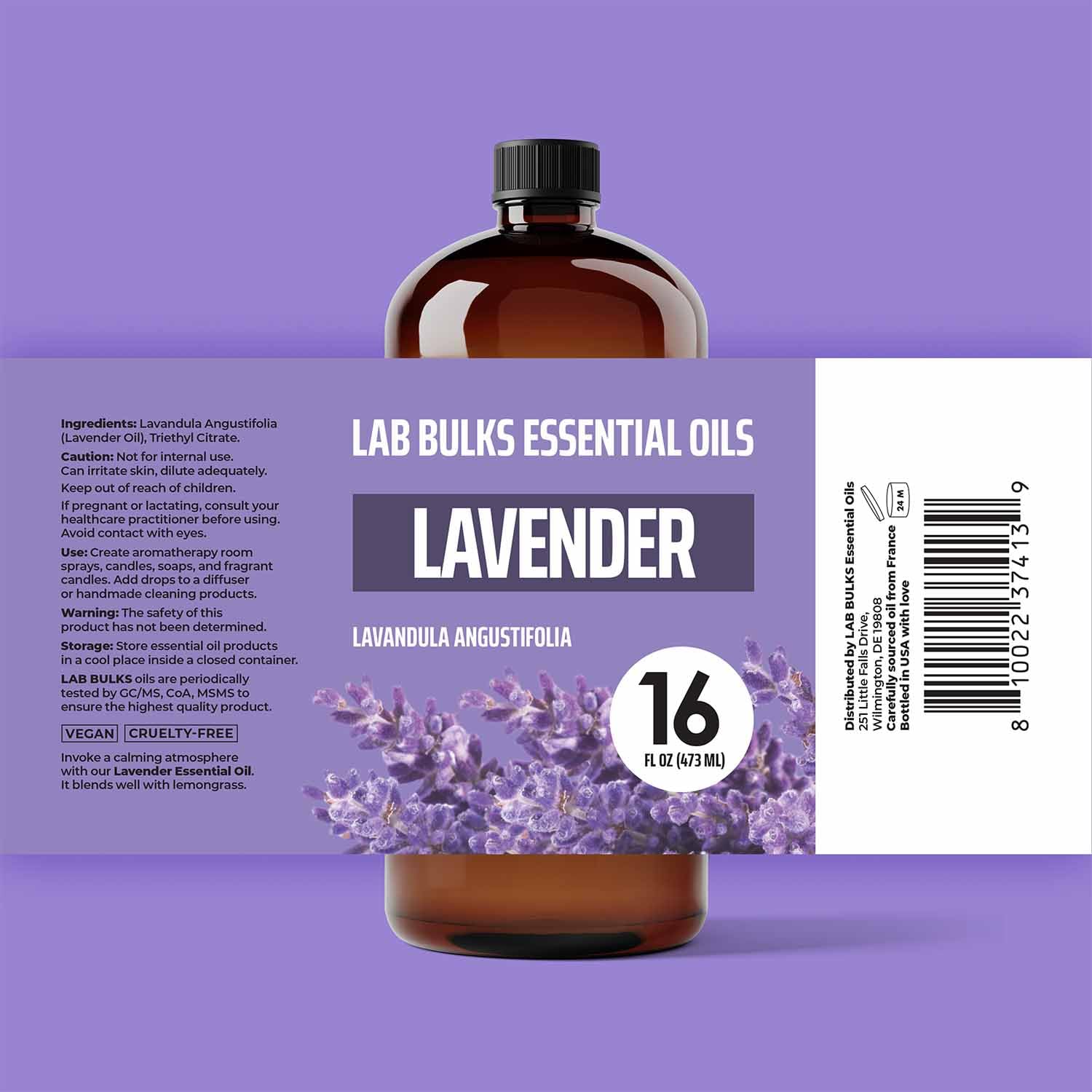 LAB BULKS ESSENTIAL OIL - Lavender Oil 16 Ounce Bottle for Diffusers, Home Care, Candles, Aromatherapy LAB BULKS ESSENTIAL OIL buy supplements canada