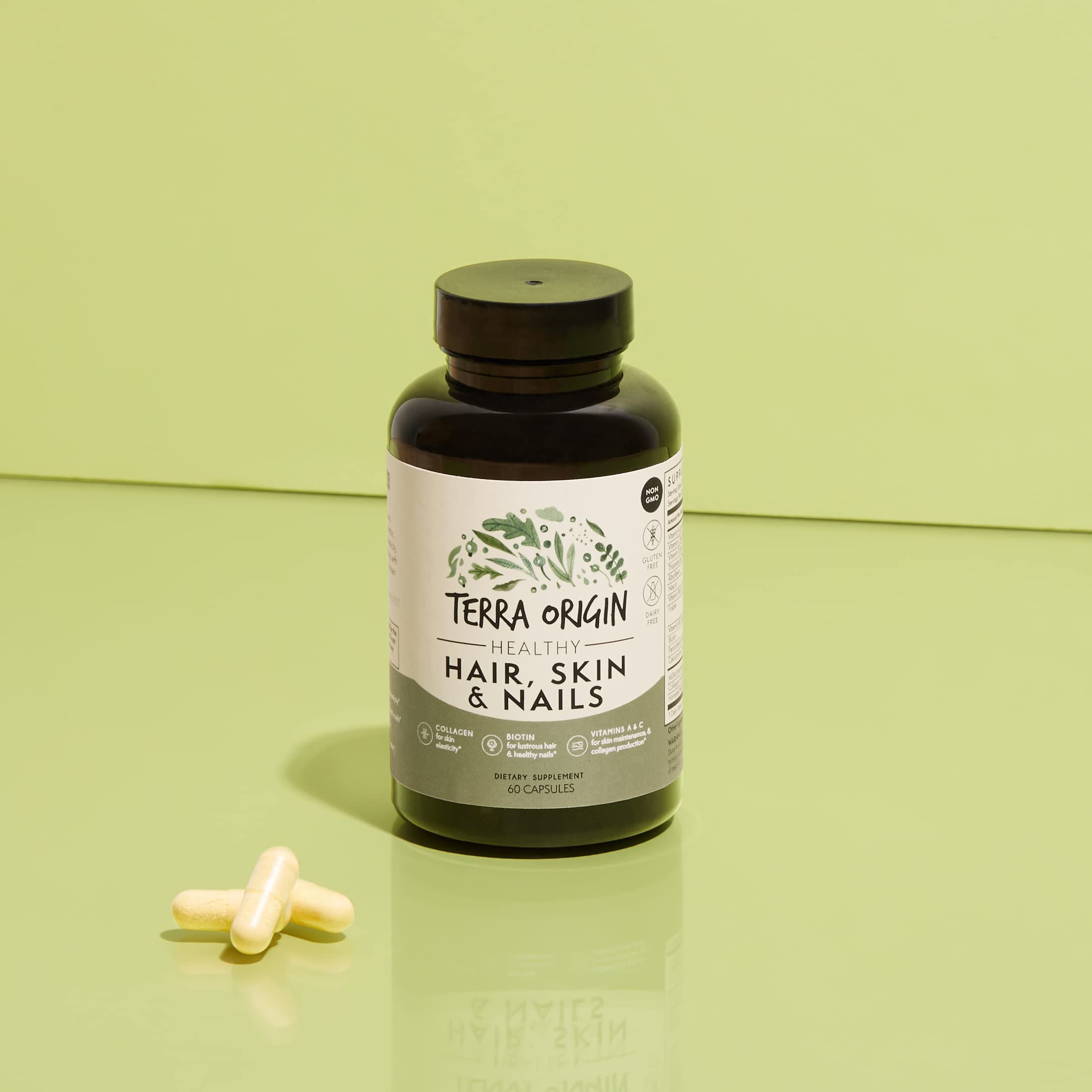 TERRA ORIGIN Healthy Hair, Skin and Nails Supplement | Collagen, Biotin, Horsetail & B-Complex | Supports Hair Strength, Skin Elasticity & Nail Growth | Vitamins for Women and Men | 60 Capsules TERRA ORIGIN buy supplements canada