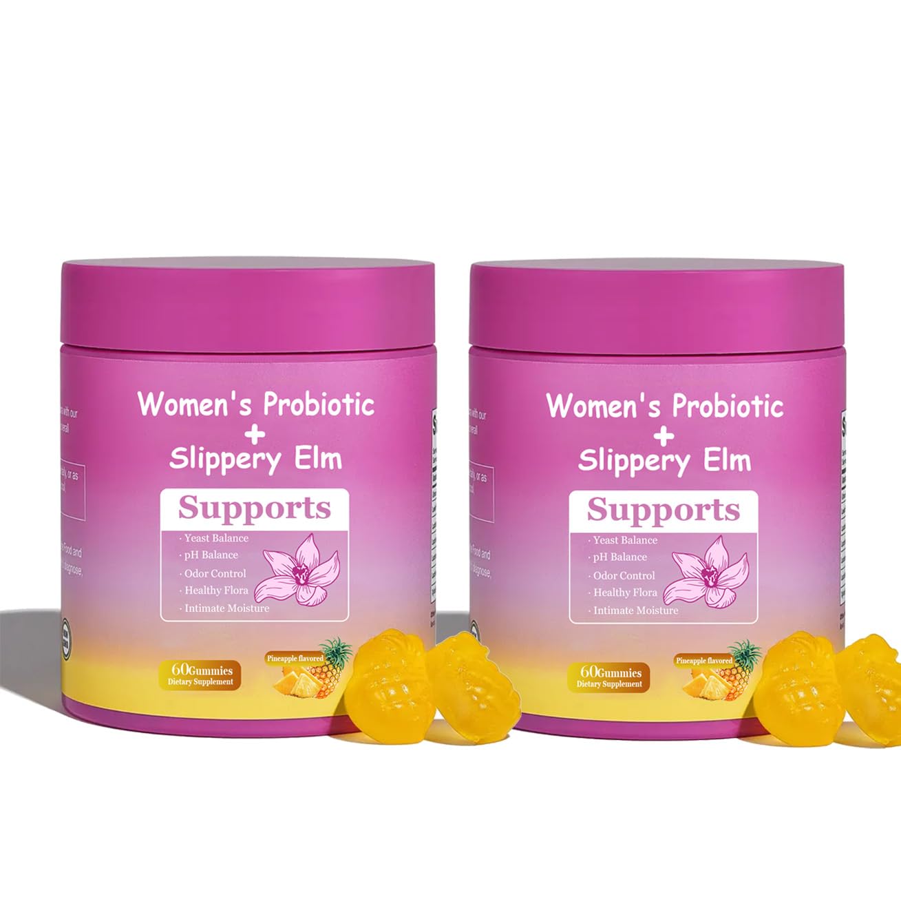DYALE Her Juicy Feminine Probiotics Gummies for Women | Pineapple Flavor | Supports pH Balance, Gut Health & Immune System | with Slippery Elm, Prebiotics & Lactobacillus Blend | 60 Gummies (2pcs) Dyale buy supplements canada