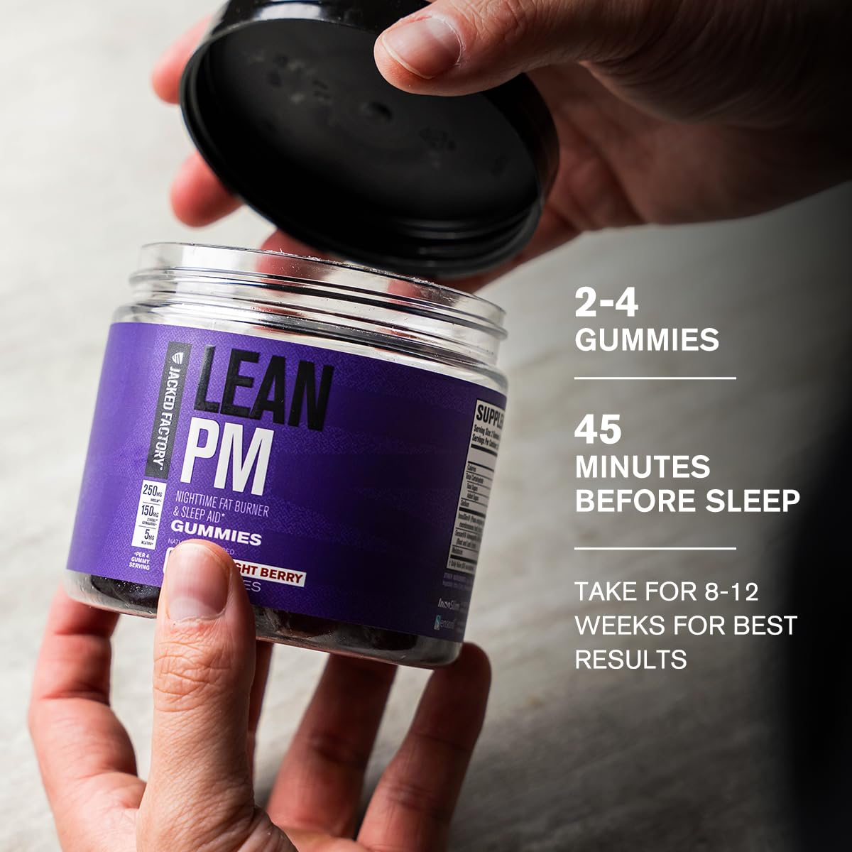 Jacked Factory Lean PM Weight Loss Gummies - Night Time Fat Burner & Appetite Suppressant Sleep Supplement with Melatonin & Ashwagandha Jacked Factory buy supplements canada