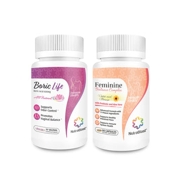 NutraBlast Boric Acid Suppositories 600mg (30 Count) Bundle with Feminine Balance Complex (60 Capsules) | Detox & Cleanse | Supports Healthy Intestinal Flora & Immune System NutraBlast buy supplements canada