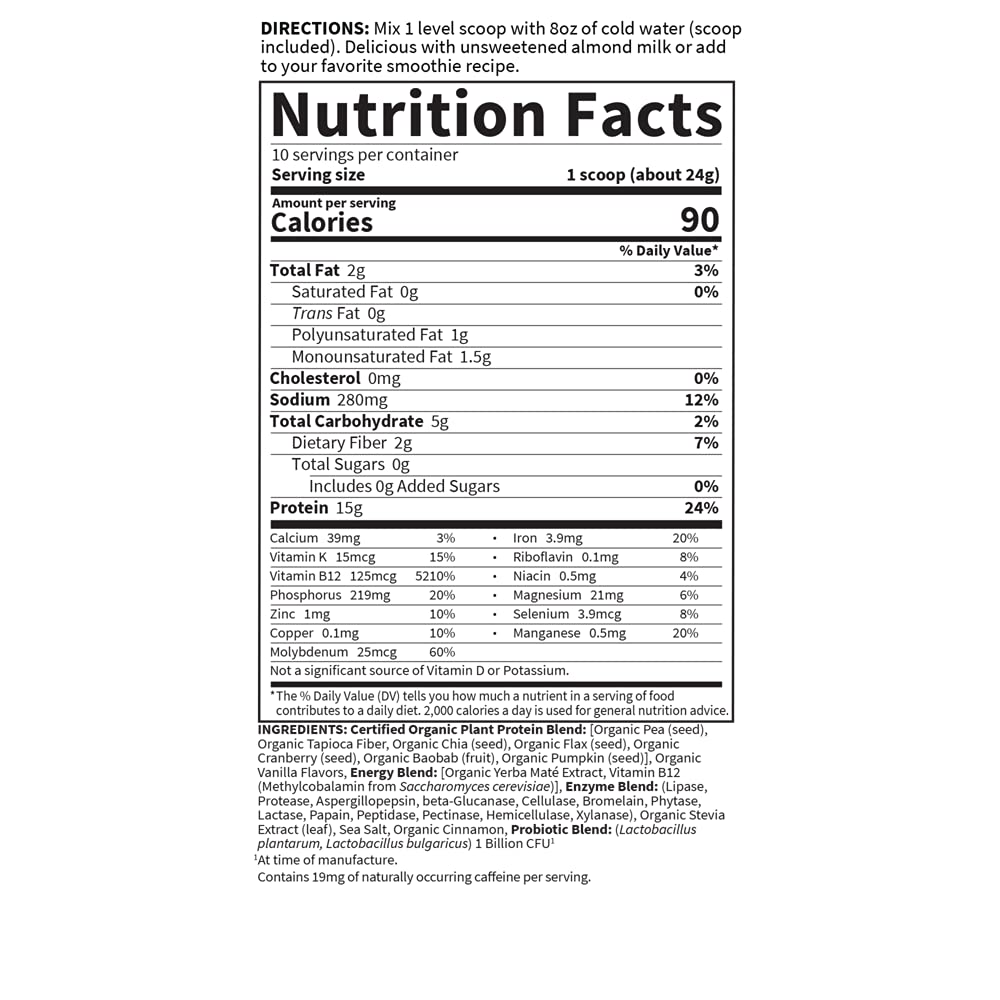 Garden of Life Organic Plant Protein Smooth Energy Powder, 10 Servings - Vegan, Grain Garden of Life buy supplements canada