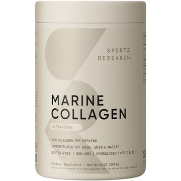 Sports Research Marine Collagen Peptides Powder - Sourced from Wild-Caught Fish, Pescatarian Friendly, Keto Certified & Non-GMO Tested