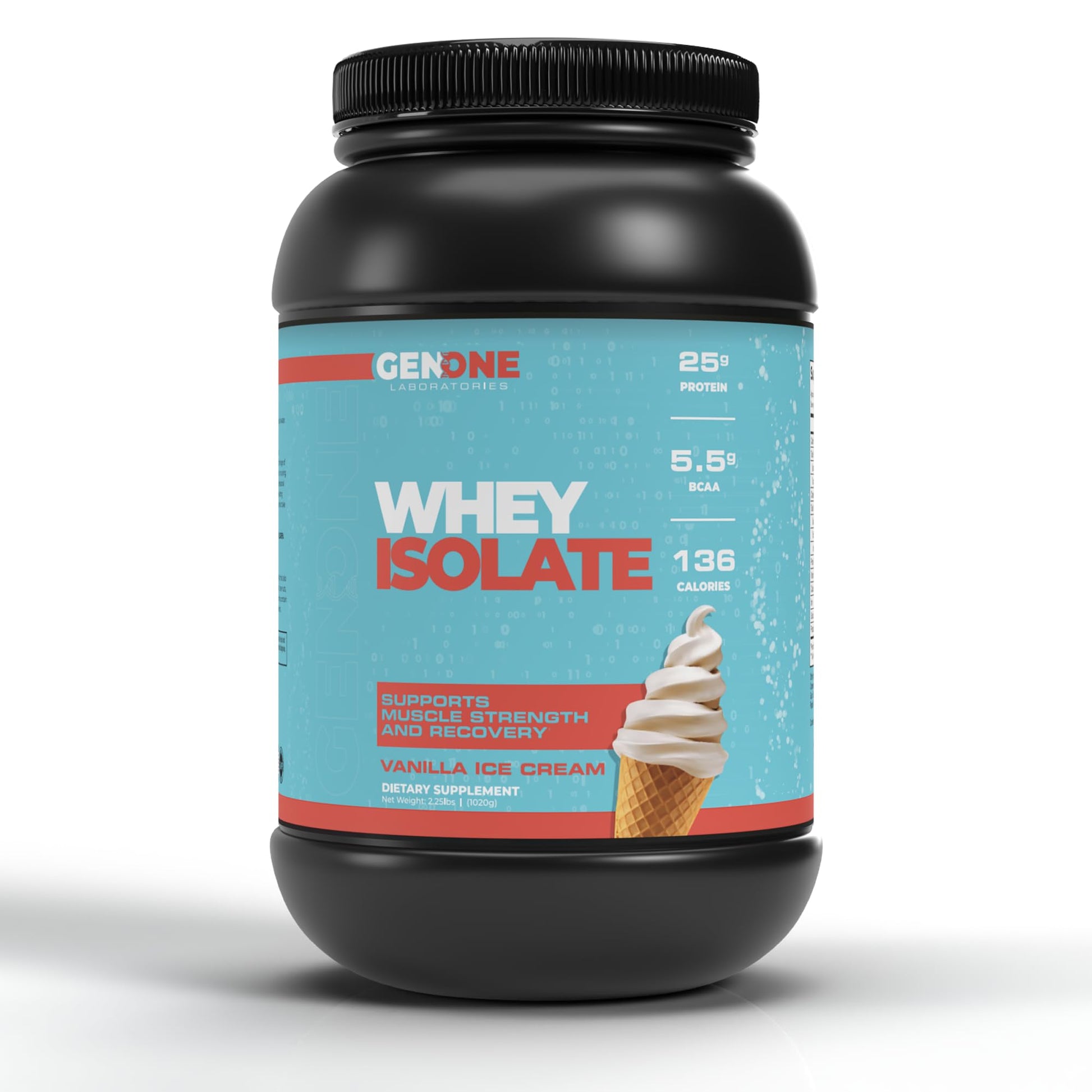 GenOne Whey Protein Powder Isolate, 25g Protein and 5.5g BCAAs per Serving, Vanilla Ice GENONE LABORATORIES buy supplements canada