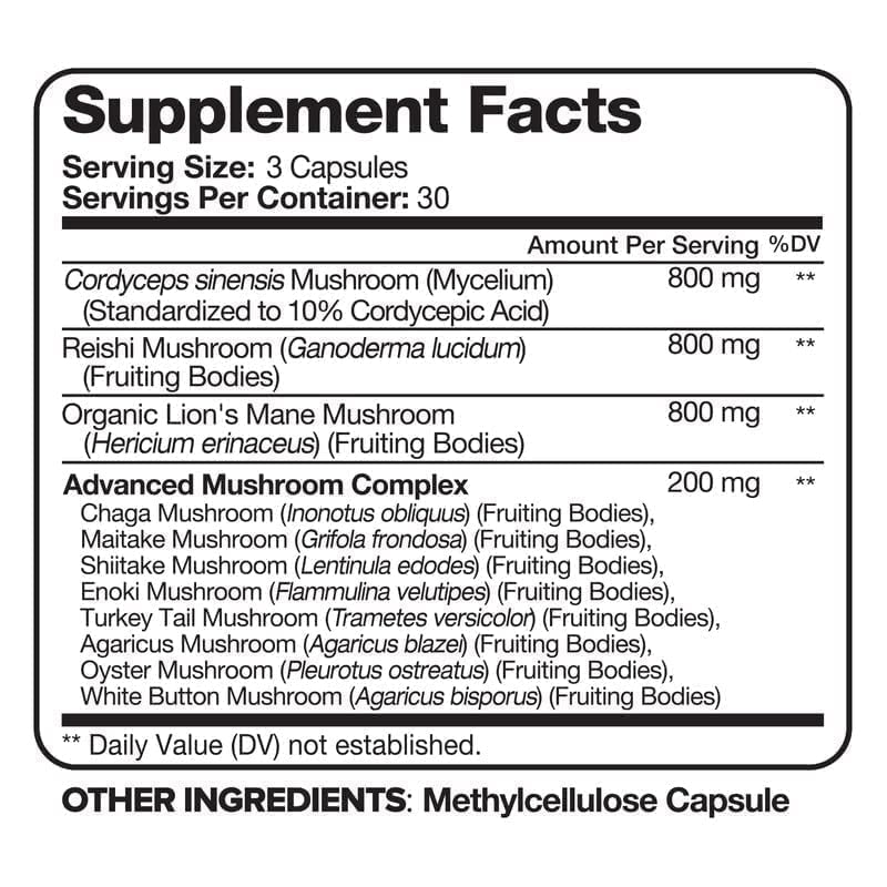 Nutrivein Mushroom Supplement - 2600mg - 90 Capsules - 11 Organic Mushrooms Nutrivein buy supplements canada
