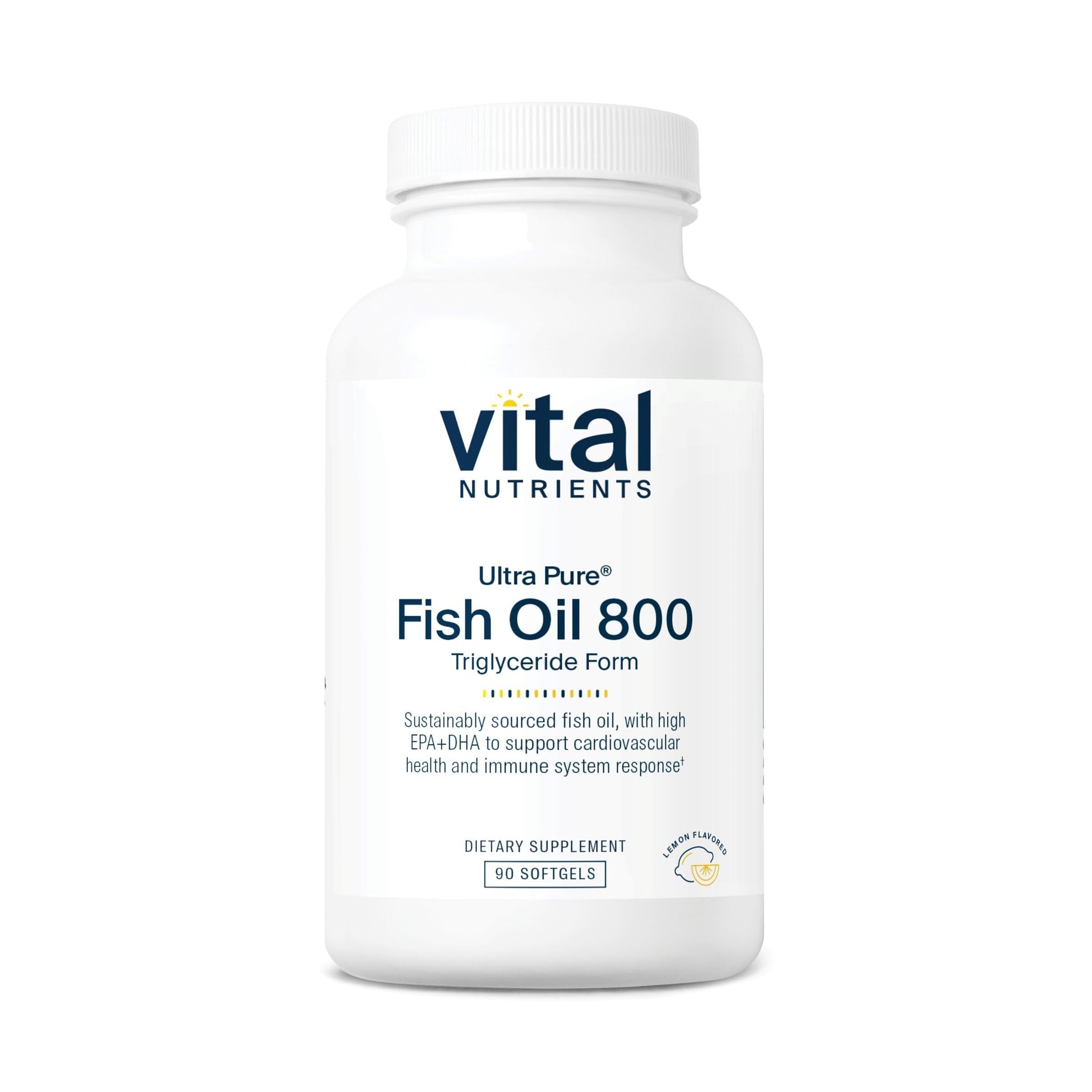 Vital Nutrients Ultra Pure® Fish Oil 800 Triglyceride Form - Heart, Brain, & Immune Health* - Sustainably Sourced High EPA & DHA Omega-3 Fatty Acid - Lemon Flavor - Gluten, Dairy, Soy Free - 90 Count Vital Nutrients buy supplements canada