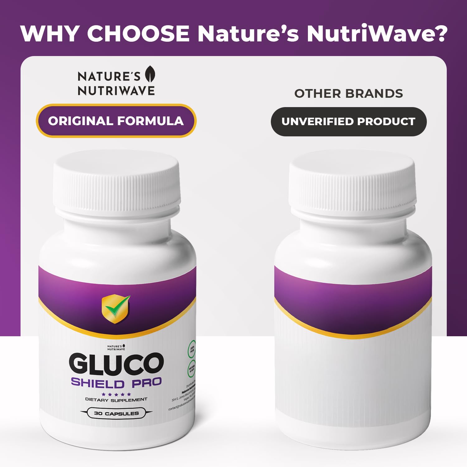 GlucoShield Pro - Natural Supplement with Vitamins B1, B2, B6, Magnesium, Zinc & Calcium | Non-GMO, Stimulant-Free, Easy-to-Take | Made in the USA, GMP-Certified | 30 Capsules, 3 Month Supply Nature’s NutriWave buy supplements canada