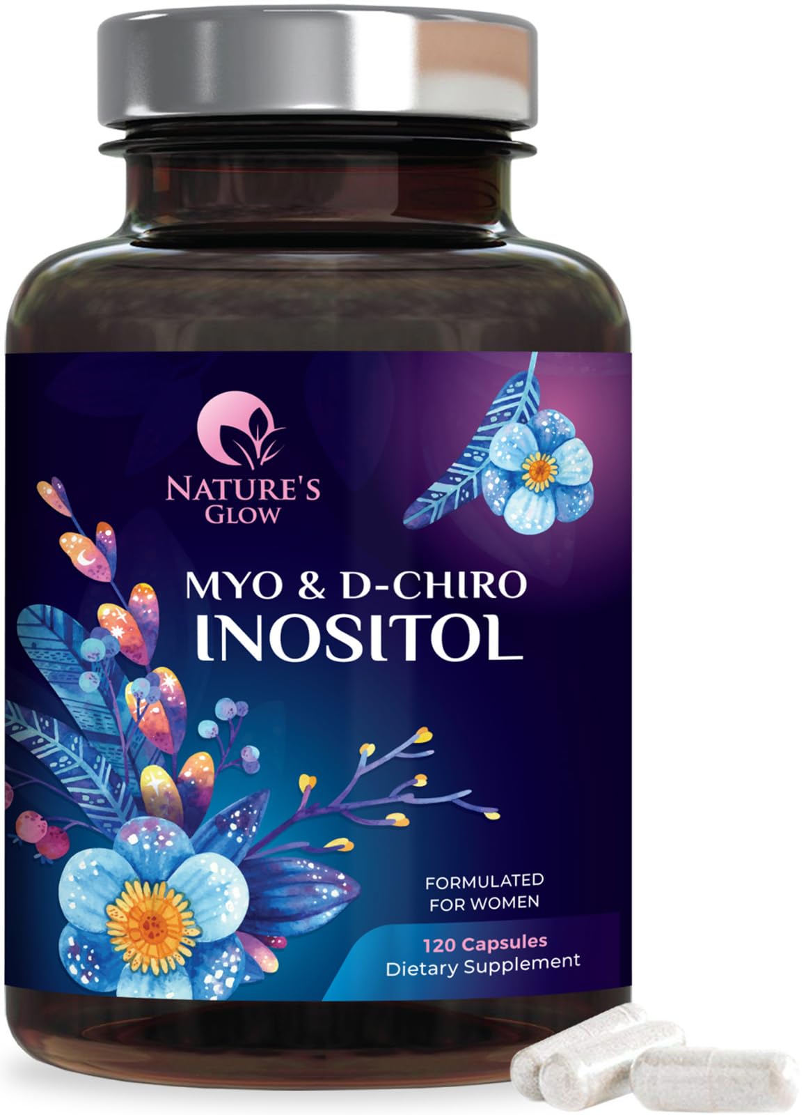Myo-Inositol & D-Chiro Inositol 1025mg - 40:1 Ideal Ratio for Ovarian Support, Vegan Myo & D Chiro Supplement for Women's Natural Balance and Hormone Support, Vitamin B8, Non-GMO - 120 Capsules Nature's Glow buy supplements canada