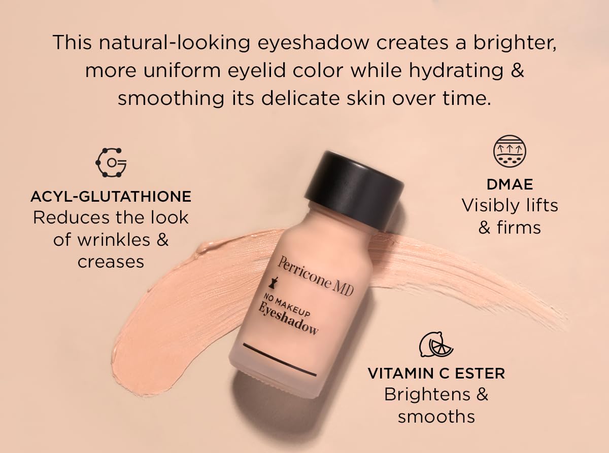 Perricone MD No Makeup Liquid Eyeshadow - Hydrating Serum Texture - Crease-Proof Anti-Aging with Vitamin C - Smooths & Brightens Eyelids - Long-Wearing Satin Finish for All Ages, Shade 2, 0.3 fl oz Perricone MD buy supplements canada