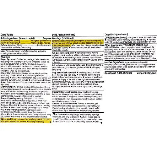 Arthriten Inflammatory Pain Formula Caplets with 3 Active Ingredients: Aspirin, Acetaminophen & Caffeine, White, 28 Count (Pack of 1) Arthriten buy supplements canada