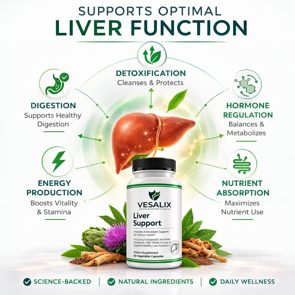VESALIX Liver Support Supplement for Adults 40+ – Milk Thistle, Artichoke & Dandelion with Digestive Enzymes – Supports Digestion & Cellular Health – 60 Vegetarian Capsules VESALIX buy supplements canada