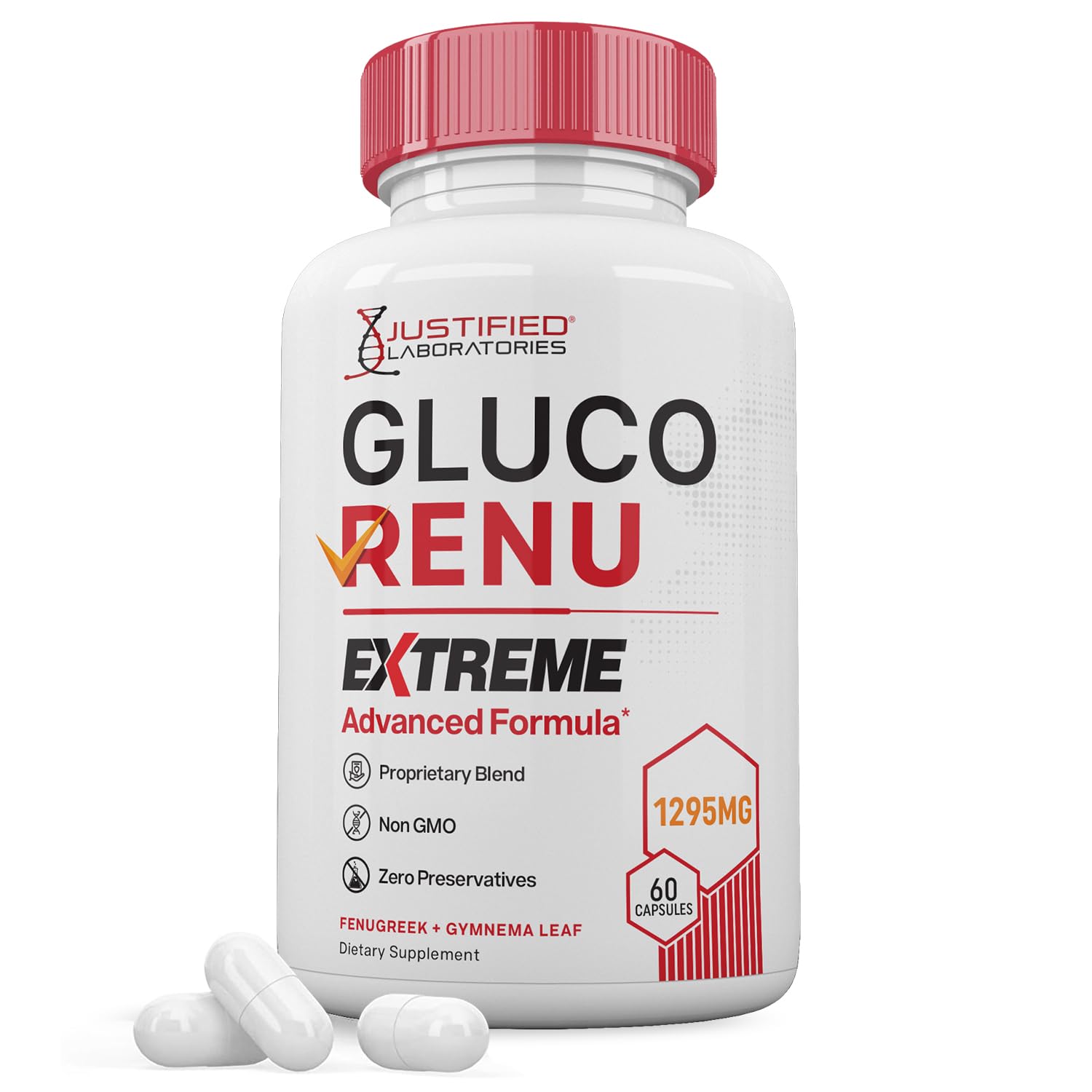 Gluco Renu Extreme 1295MG Glyco Support Pills Advacned Formula Gluo Renew Glycogen Support Formulated with Turmeric Berberine Resveratrol Garlic Bitter Melon Milk Thistle 60 Capsules Justified Laboratories buy supplements canada