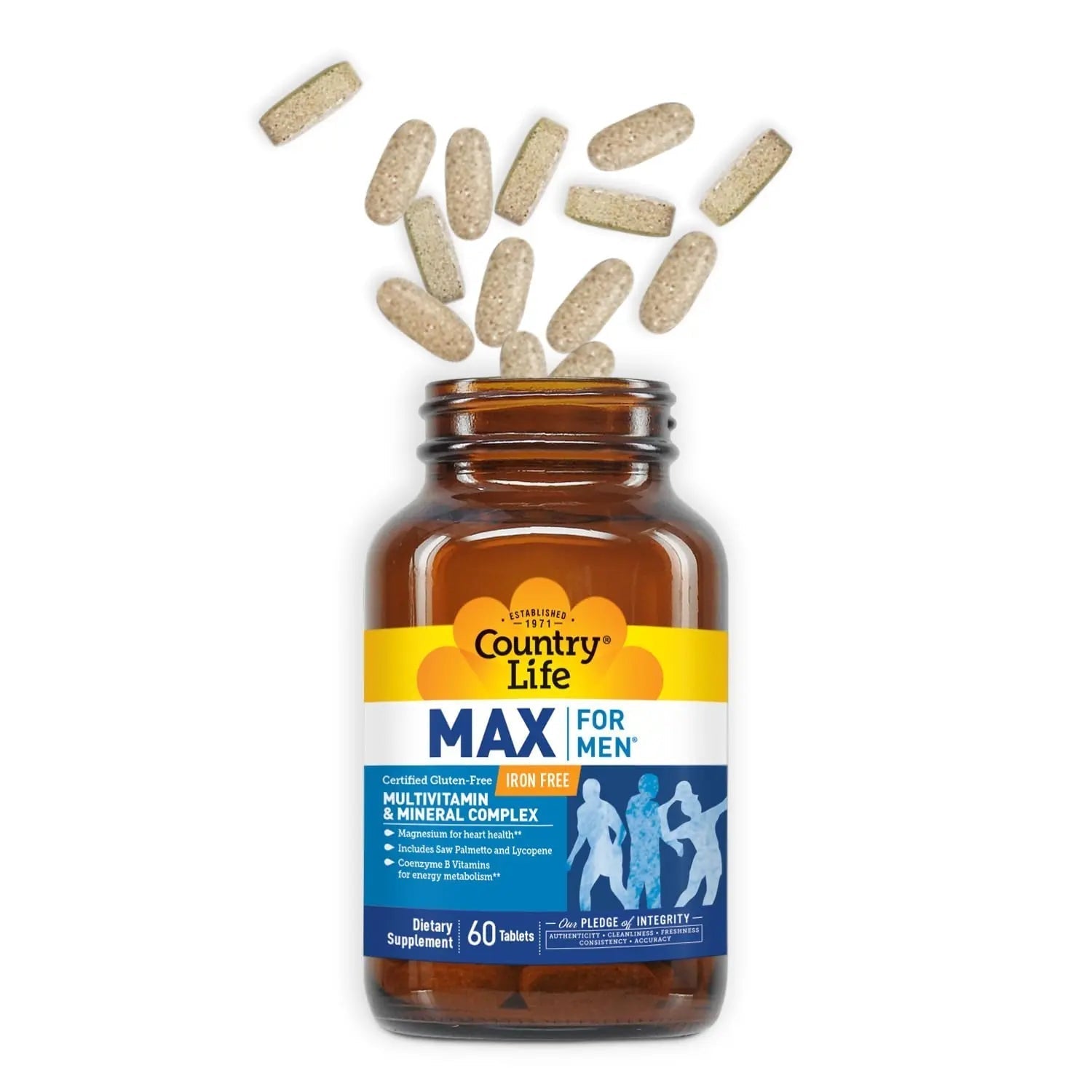 Country Life Max for Men, Multivitamin & Mineral complex, Iron-Free, Vegetarian Tablets, 60 Count, Certified Gluten Free, Certified Vegetarian Country Life buy supplements canada