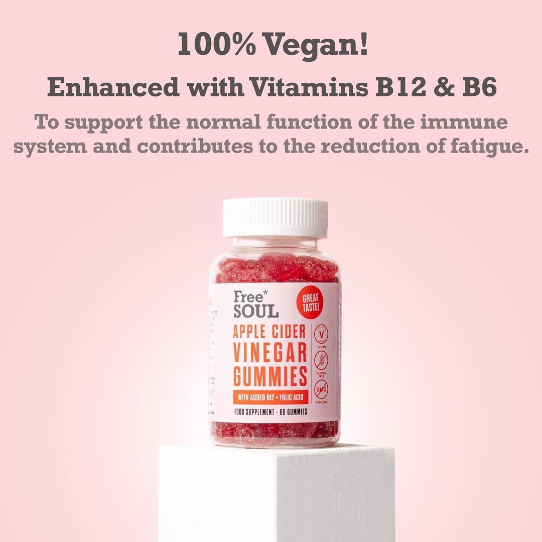 Apple Cider Vinegar Gummies with The Mother 1000mg Enhanced with Vitamin B12 & Folic Free Soul buy supplements canada