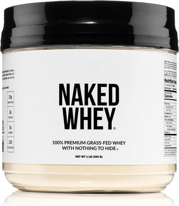NAKED Whey 1Lb - Only 1 Ingredient, Grass Fed Whey Protein Powder, NSF Certified, Undenatured, No Gmos, No Soy, Gluten Free NAKED buy supplements canada