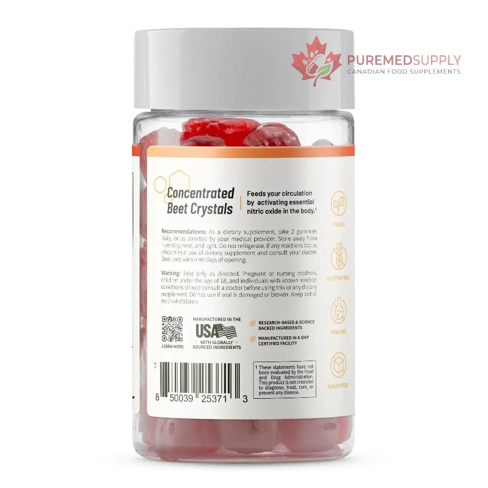Snap Supplements Nitric Oxide Beet Root Gummies Supplement with Organic Beets - Energy & Circulation Support, 60 Sugar-Free Gummies (30 Servings, 1 Month Supply), Peach Snap Supplements buy supplements canada
