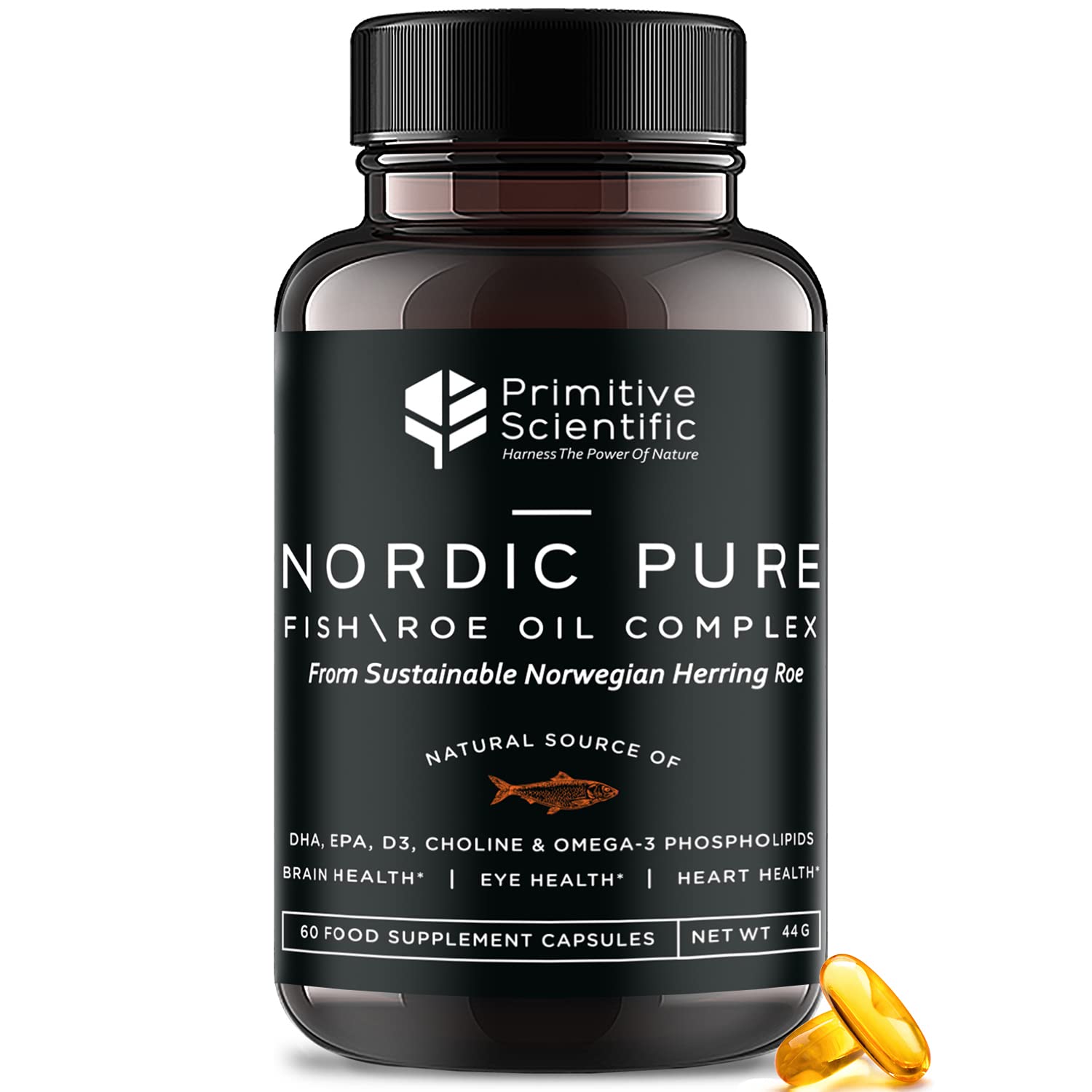 Primitive Scientific Nordic Pure Oil Complex (60 Fish Oil Capsules) for Brain, Immunity & Vision - Heart Supplement w/EPA, DHA, Vitamin D3, Choline - Omega 3 Supplements Primitive Scientific buy supplements canada