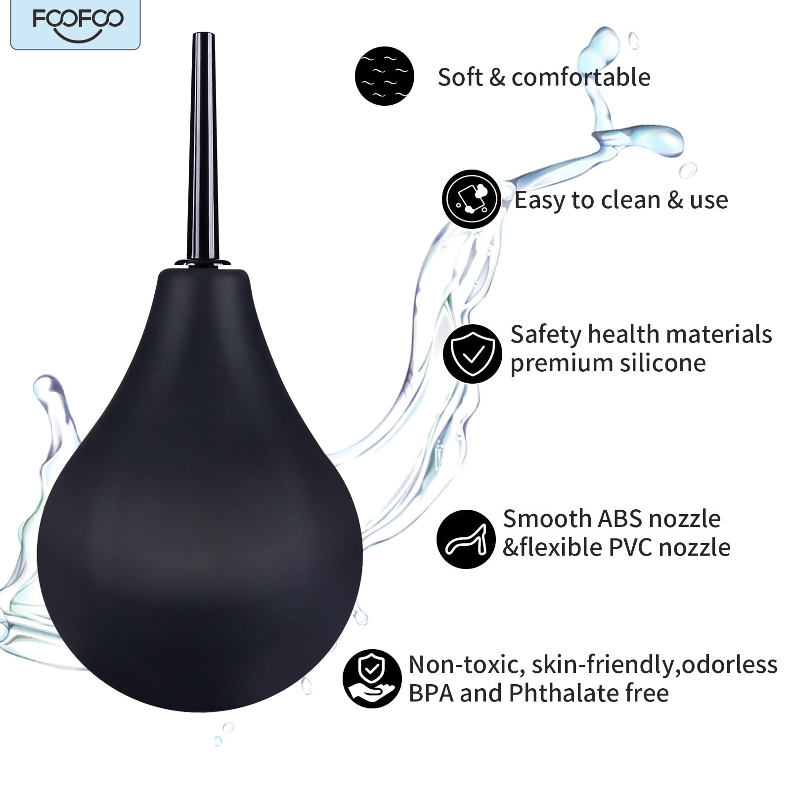 Enema Bulb 7.6oz Douche Enema Kit Includes 4 Nozzles for Women & Men Black with Storage Bag FOOFOO buy supplements canada