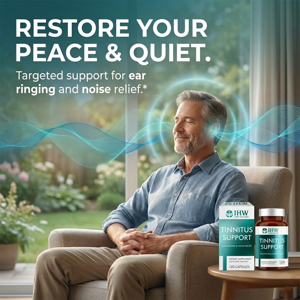 IHW Tinnitus Relief for Ringing Ears, 1200mg Tinnitus Relief Supplement, 120 Capsules, with Vitamin B Complex & C, Reduces Ringing in Ears, Promotes Hearing Wellness & Comfort IHW buy supplements canada