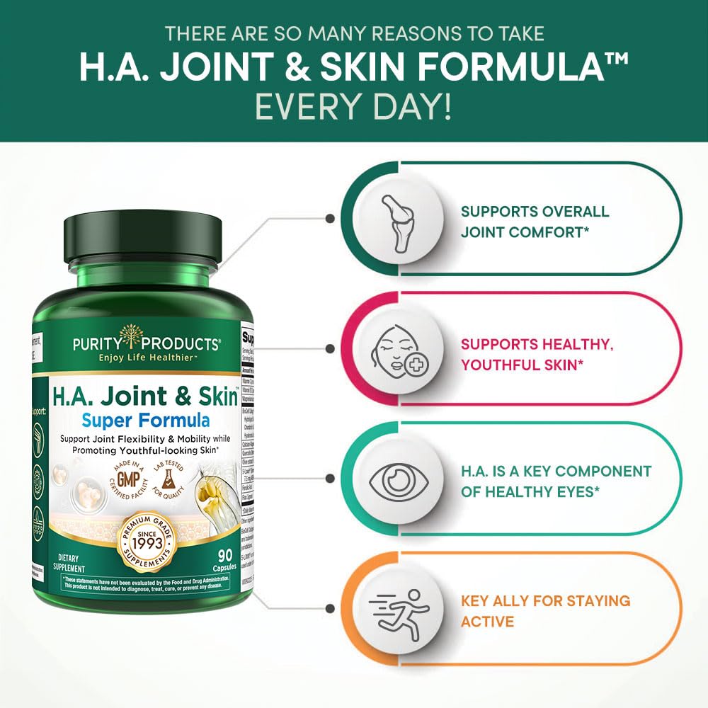 Purity Products H.A. Joint and Skin Super Formula Biocell Collagen w/Hyaluronic Acid Supports Healthy Joint Flexibility, Healthy Synovial Fluid, and Lubrication - 5-Loxin - 90 Capsules (1) Purity Products buy supplements canada