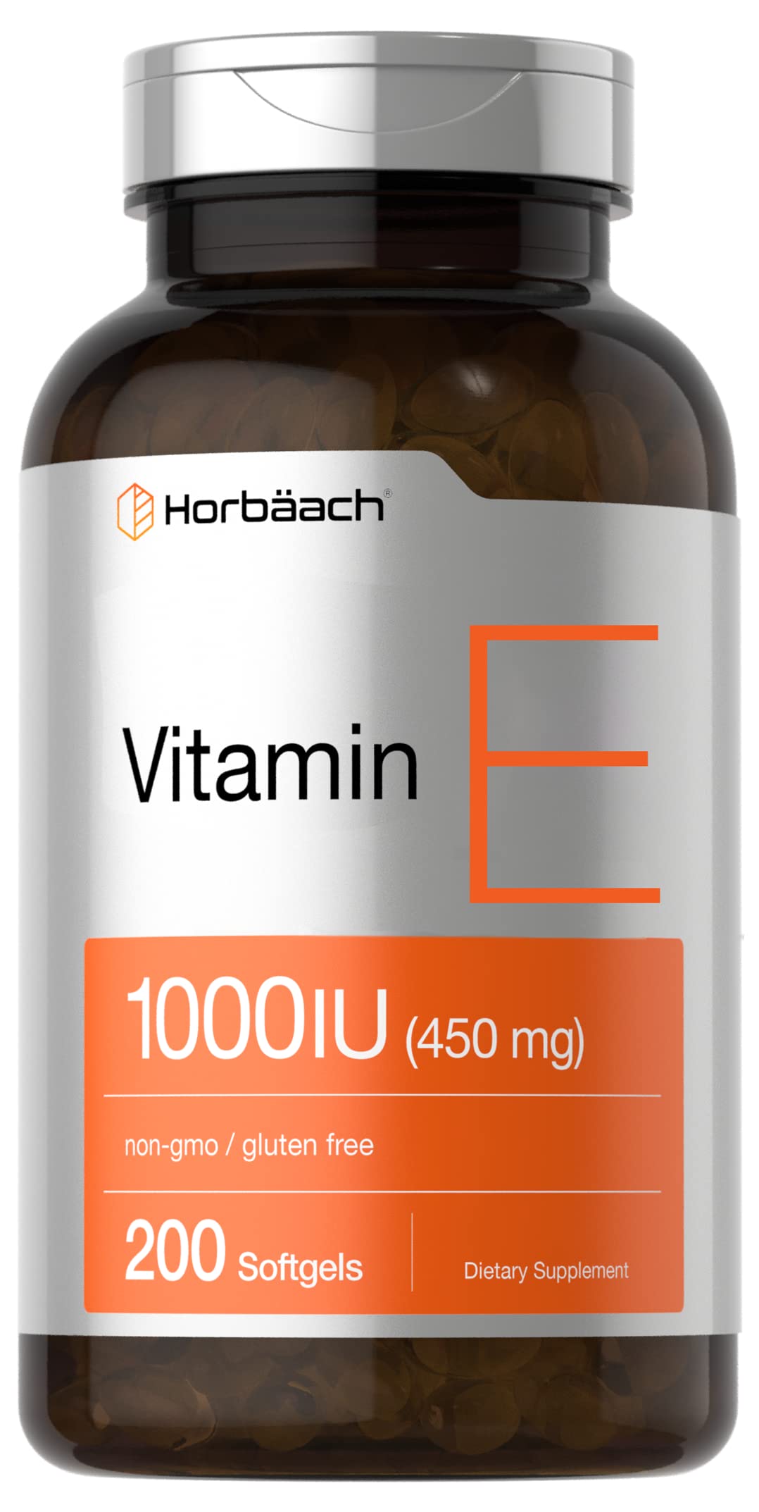 Vitamin E 1000 IU Softgel Capsules | 200 Count | Non-GMO, Gluten Free, Preservative Free Horbäach buy supplements canada