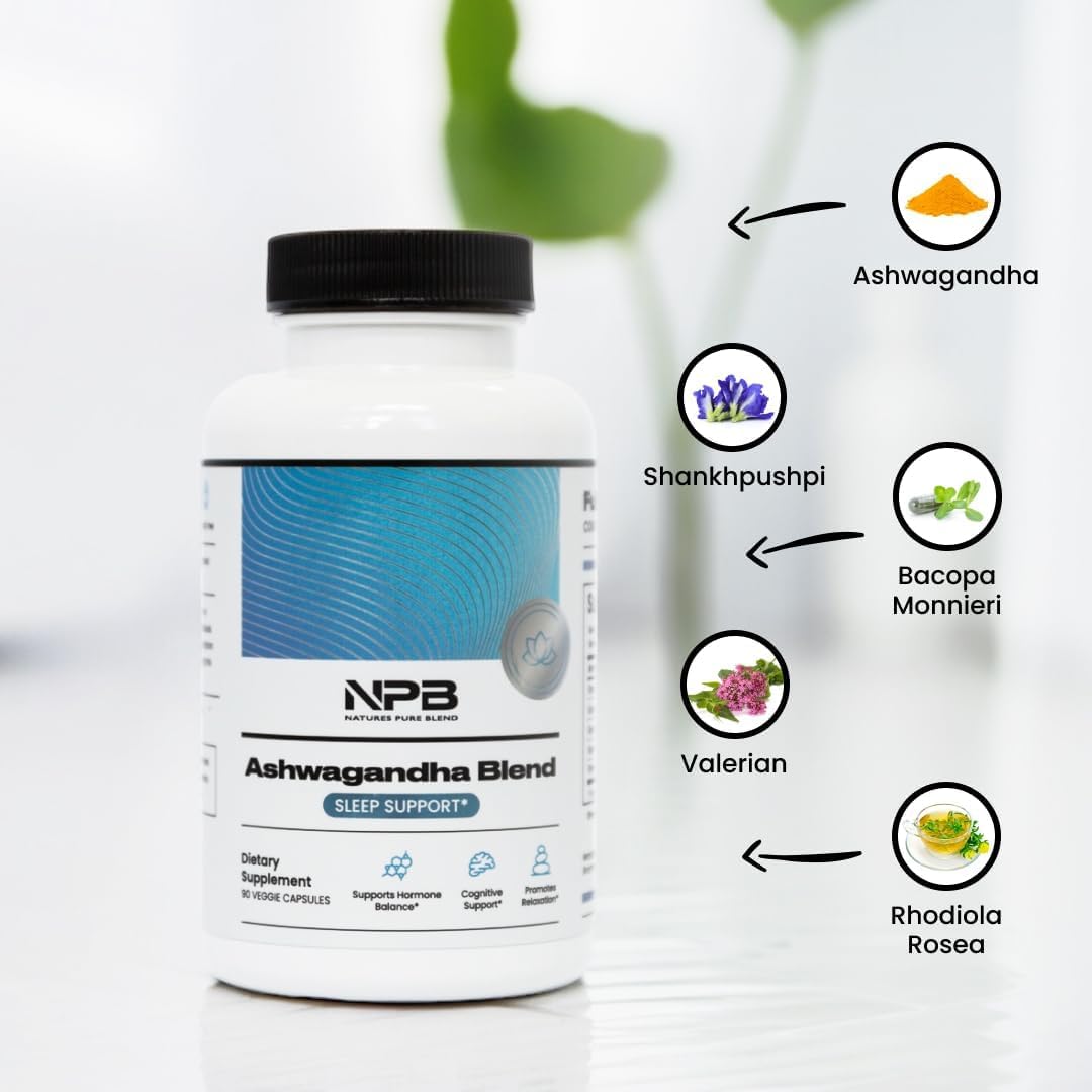 Nature's Pure Blend Ashwagandha Supplements – Organic Ashwagandha Root & Extract for Women and Men – Stress Relief, Sleep, and Mood Support – Athletic Performance & Focus Support – 60 Vegan Capsules Nature's Pure Blend buy supplements canada
