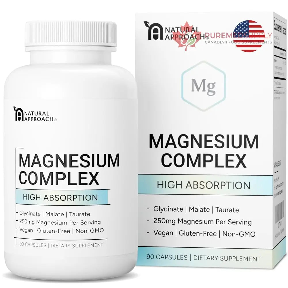 High Absorption Magnesium Complex with Glycinate, Malate & Taurate - Premium Magnesium Supplement for Sleep, Relaxation, Leg Cramps & Stress Relief - 100% Chelated & Easy On The Gut - 90 Capsules Natural Approach buy supplements canada
