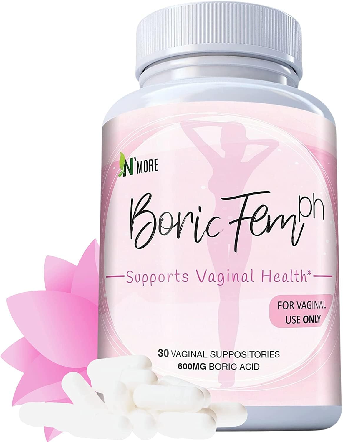 N'More Boric Acid Vaginal Suppositories- 100% Pure - Made in USA- Boricfem Vaginal Health Supplement N'More buy supplements canada