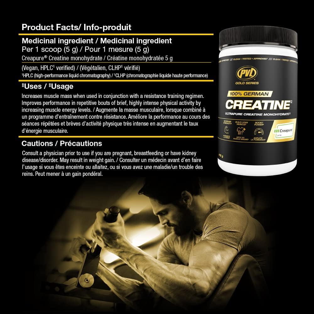 PVL Creapure Creatine – 100% Pure German Creatine Monohydrate Powder-Pharmaceutical Grade Muscle Building Supplement for Strength Training, Pre Workout & Post Workout Protein Support–410g 82 Servings PVL buy supplements canada
