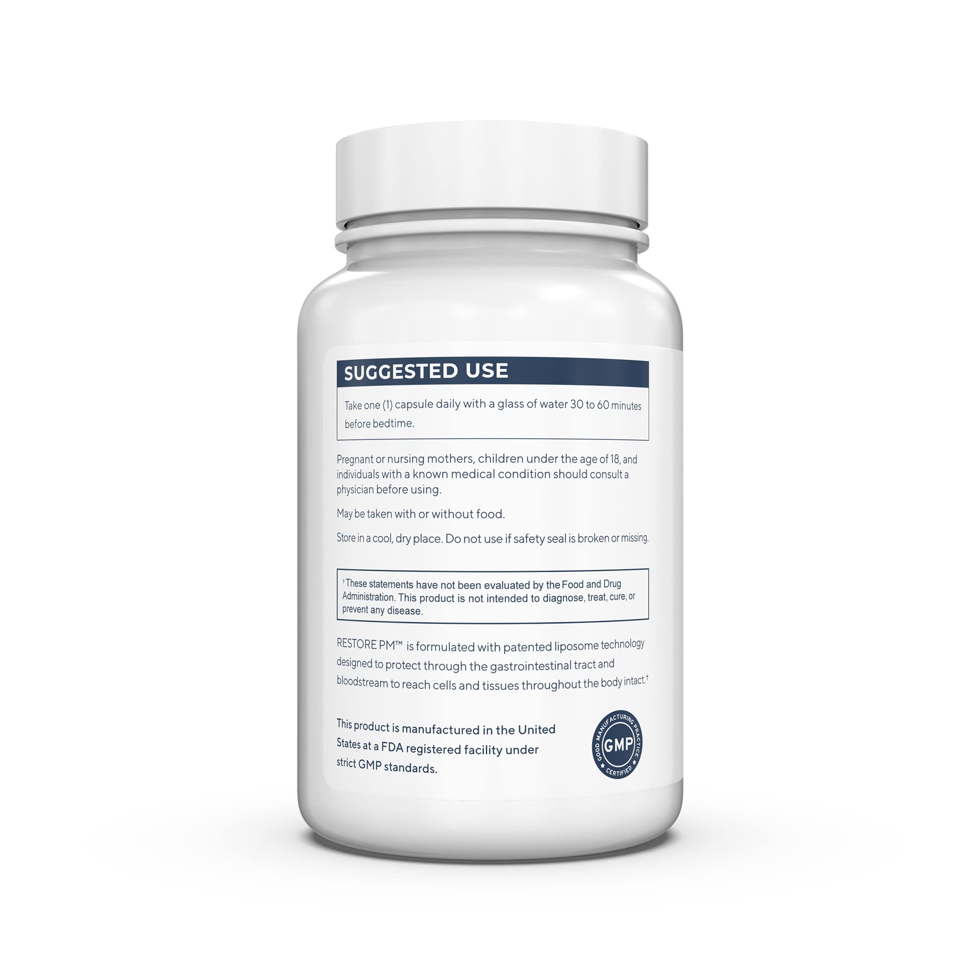 Renue By Science Restore PM | Liposomal Melatonin GABA Supplements | 60 Capsules with Melatonin (3.5mg) 5HTP (100mg) Glutathione (65mg) Apigenin (75mg) GABA (150mg) - Non-GMO | Made in The USA Renue By Science buy supplements canada