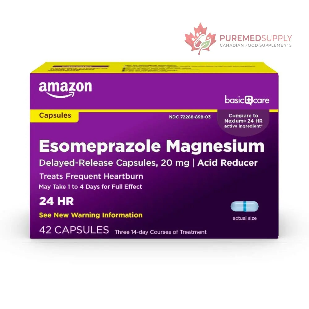 Amazon Basic Care Esomeprazole Magnesium Delayed Release Capsules, 20 mg, Acid Reducer, 42 Count Amazon Basic Care buy supplements canada