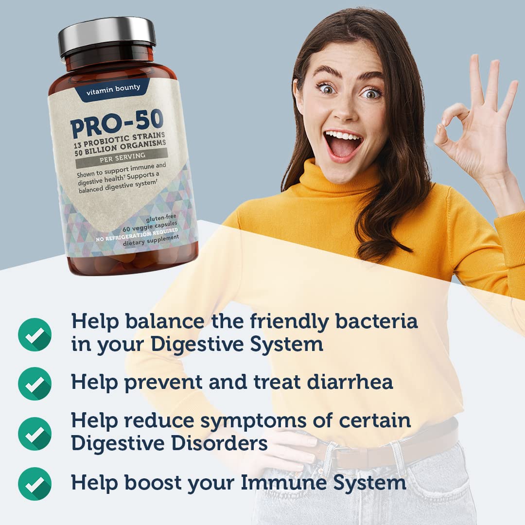 Vitamin Bounty Pro-50 Probiotics - 13 Probiotic Strains, Gut Health, Digestive Health Vitamin Bounty buy supplements canada