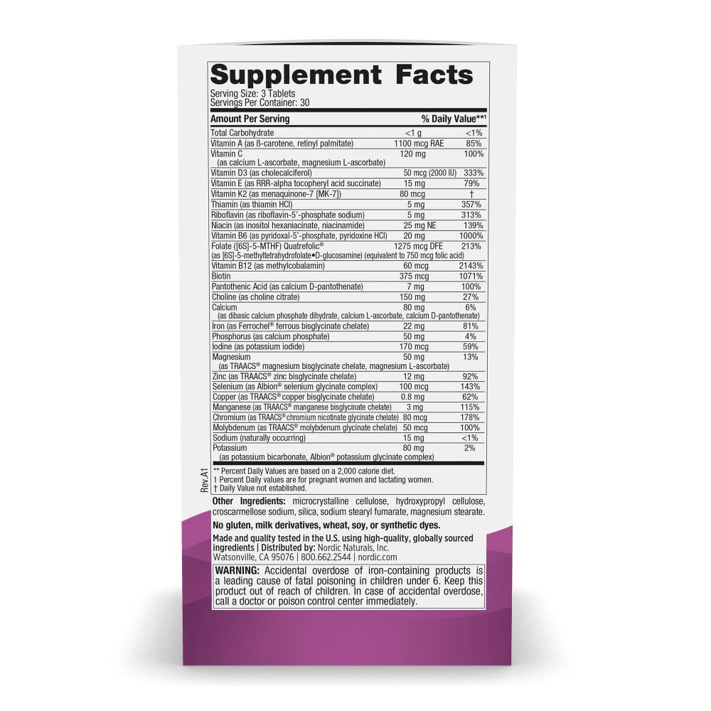 Nordic Naturals Vegetarian Prenatal Multivitamin Minis - 90 Easy to Swallow Tablets - Highly Absorbable Multivitamin and Mineral Supplement to Support Pregnancy - Non-GMO, 30 Servings Nordic Naturals buy supplements canada