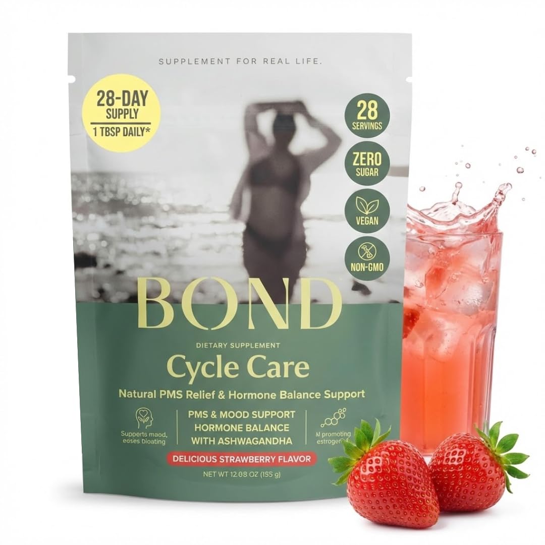 BOND Cycle Care – PMS Support Supplement & Hormone Balance for Women – Cortisol Reducer with Ashwagandha, L-Tryptophan, Magnesium, Turmeric Extract & Glutathione for Mood & Cycle Relief, 28 Servings BOND buy supplements canada