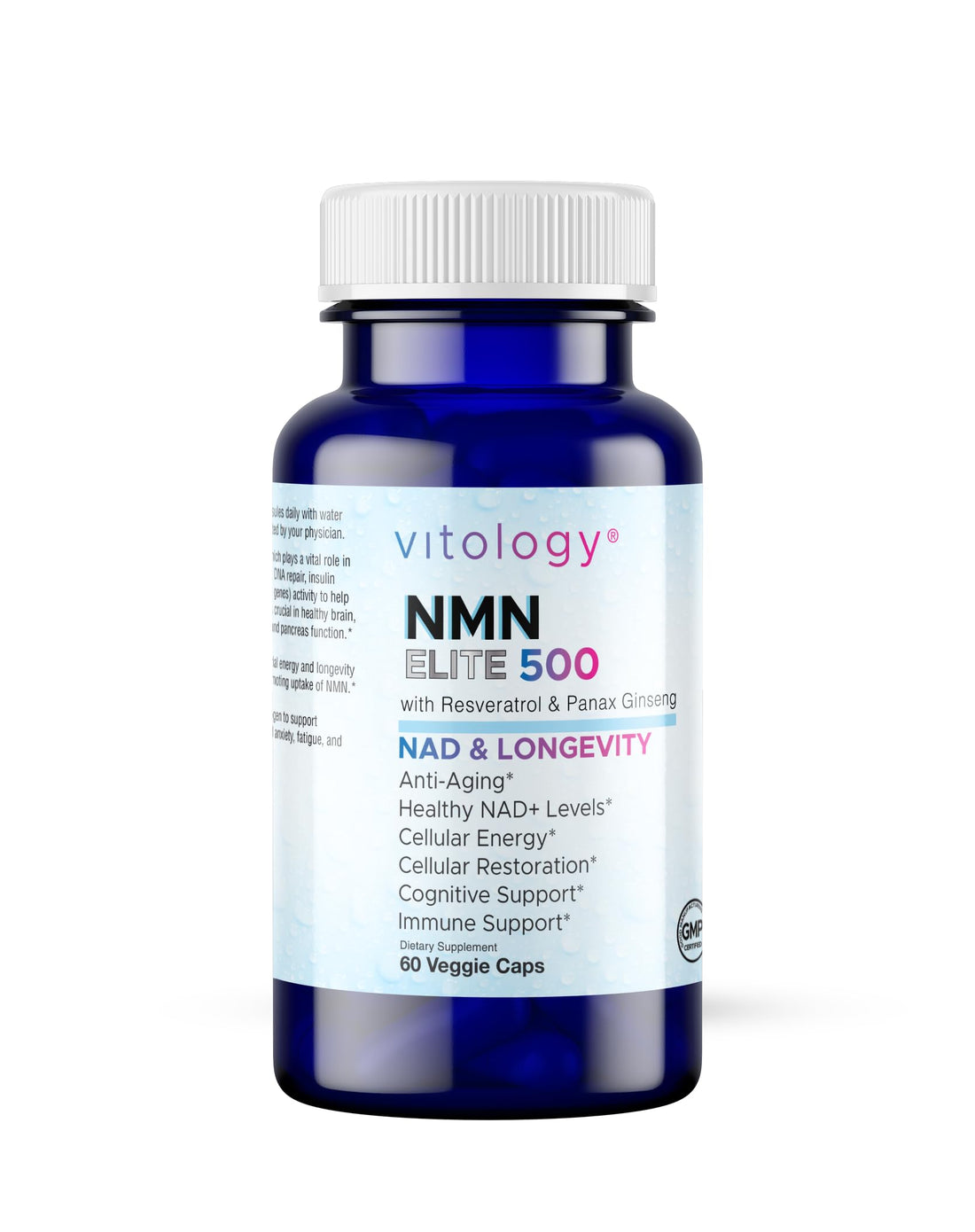 Vitology NMN Elite 500 – NMN 500mg, Resveratrol 200mg, Panax Ginseng 300mg – NAD+ Cellular Energy & Longevity Support Supplement – Focus, Vitality & Anti-Aging Formula – Non-GMO, Vegan Capsules Vitology buy supplements canada