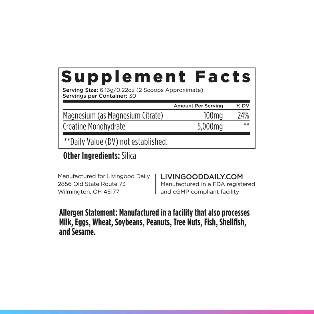 Livingood Daily Creatine + Magnesium Powder, Unflavored | 5g Micronized Creatine Monohydrate with Magnesium for Energy, Muscle Recovery & Performance | 30 Servings Livingood Daily buy supplements canada