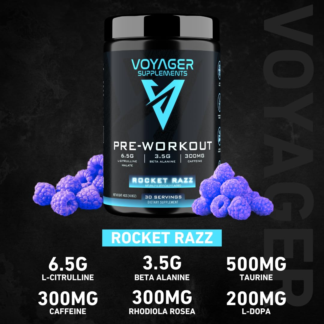 Voyager Supplements Pre-Workout Powder | Rocket Razz | Intense Pump | Maximized Voyager Supplements buy supplements canada