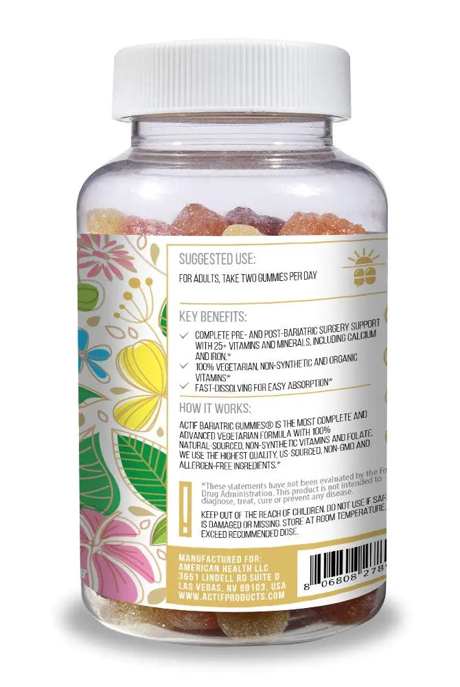 ACTIF Organic Bariatric Gummies with 25+ Organic Vitamins and Minerals for Bariatric Surgery, Advanced Formula ACTIF buy supplements canada