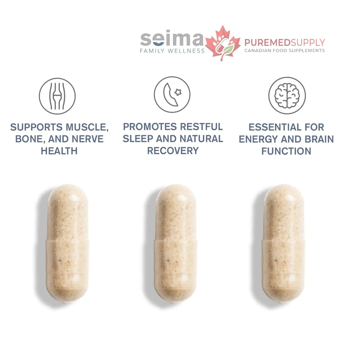 SEIMA - 4-in-1 Magnesium Complex – 1200 mg with Glycinate, Citrate, L-Threonate and Malate – Sleep, Stress Relief, Muscle Recovery, Energy and Well-Being for Women and Men, 90 Capsules Seima buy supplements canada