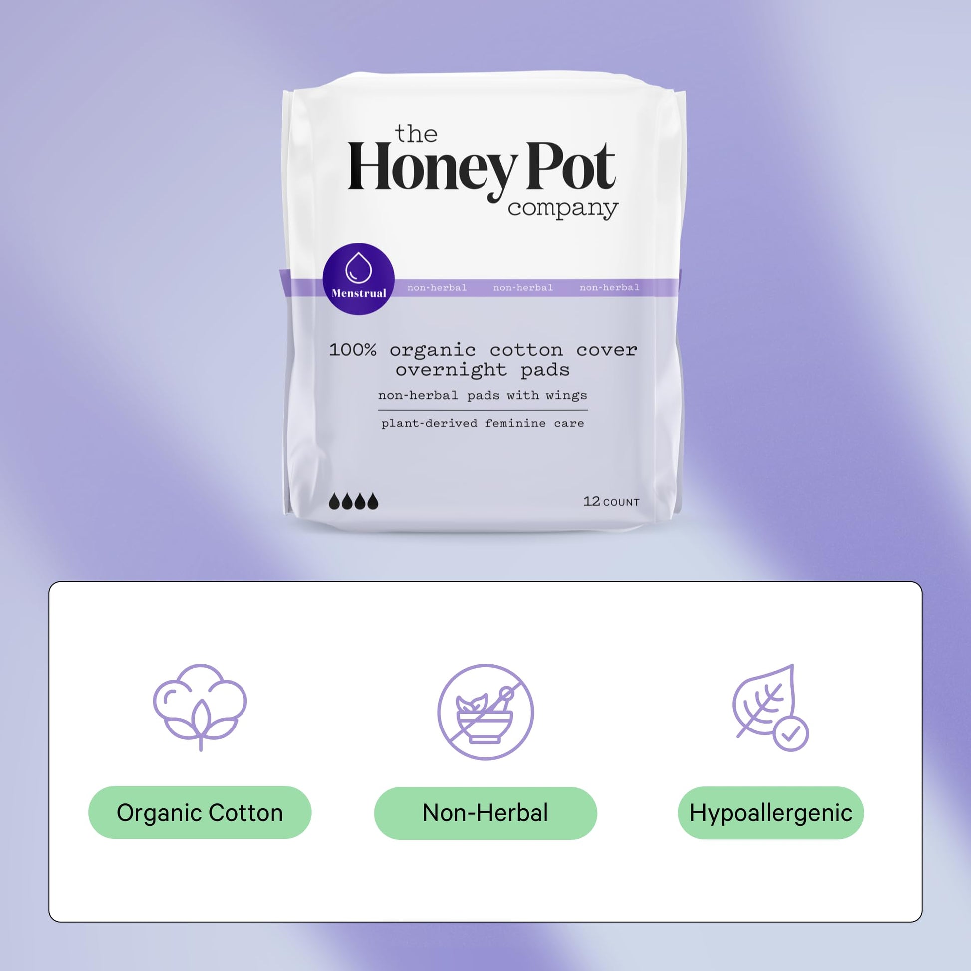 The Honey Pot Company - Non-Herbal Overnight Pads with Wings - Organic Pads for Women The Honey Pot Company buy supplements canada