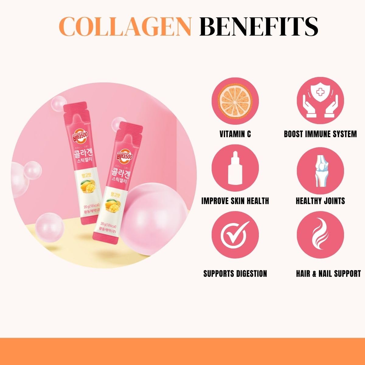 KWANGDONG Vita500 Mango Collagen Peptides Stick Jelly, with Vitamin C, to Support Skin KWANGDONG buy supplements canada