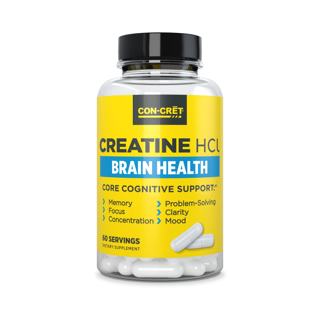 CON-CRET Creatine HCl for Brain Health Capsules – Clinically Tested Support for Memory, Focus, Concentration, Problem-Solving, Clarity, and Mood.* | Made in USA (60 Day Supply) CON-CRET buy supplements canada