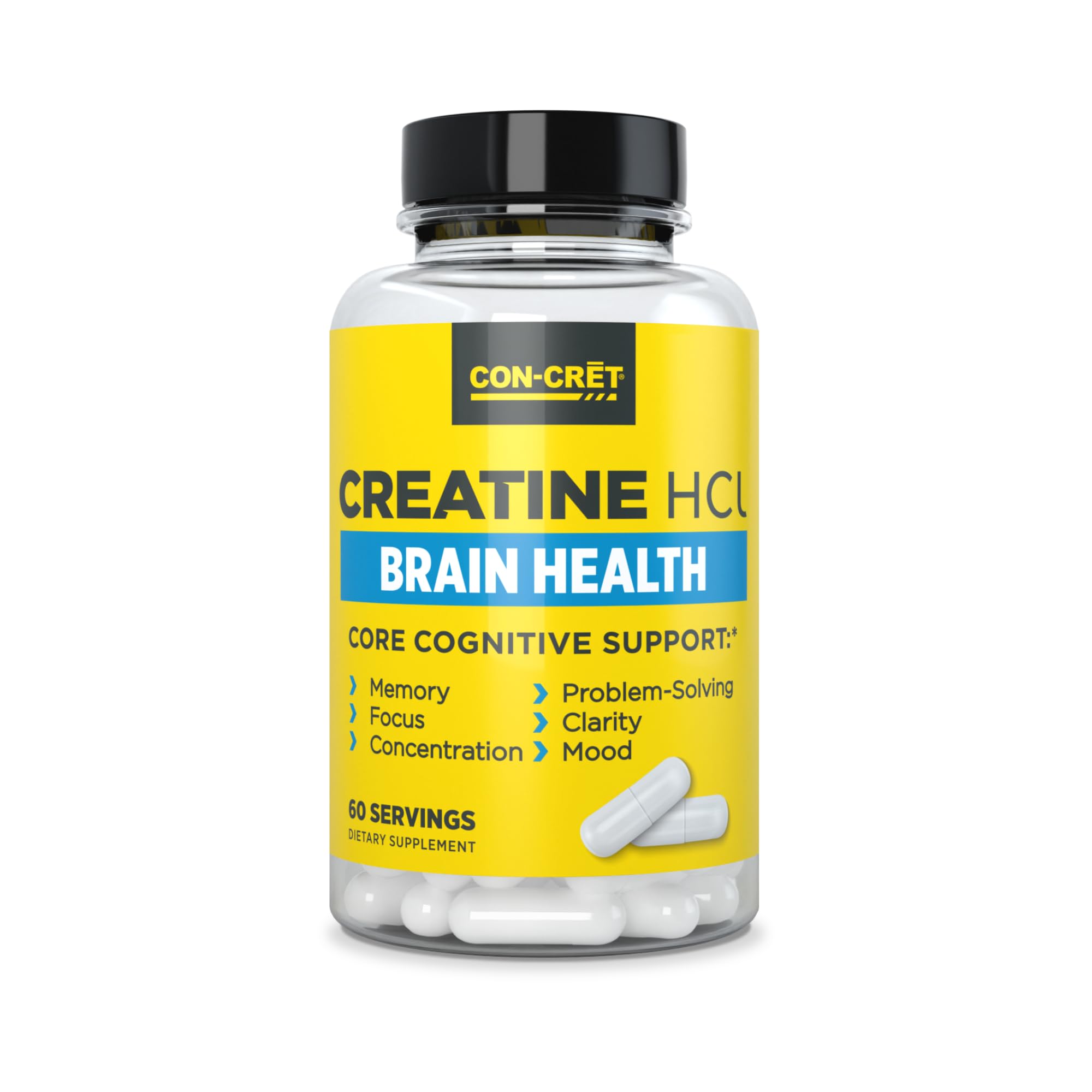 CON-CRET Creatine HCl for Brain Health Capsules – Clinically Tested Support for Memory, Focus, Concentration, Problem-Solving, Clarity, and Mood.* | Made in USA (60 Day Supply) CON-CRET buy supplements canada