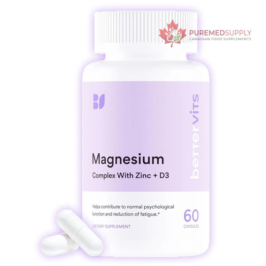 Bettervits Magnesium Glycinate Complex with Citrate Malate Zinc & Vitamin D3 | High Absorption Pure Magnesium 225mg Supplement Chelated Formula for Muscle Relaxation, Sleep Support – 60 Capsules Bettervits buy supplements canada
