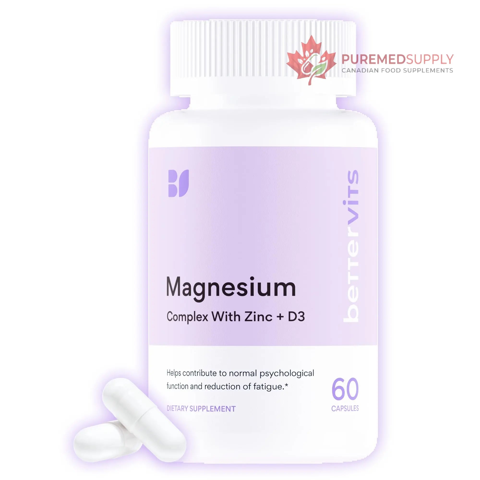 Bettervits Magnesium Glycinate Complex with Citrate Malate Zinc & Vitamin D3 | High Absorption Pure Magnesium 225mg Supplement Chelated Formula for Muscle Relaxation, Sleep Support – 60 Capsules Bettervits buy supplements canada