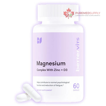 Bettervits Magnesium Glycinate Complex with Citrate Malate Zinc & Vitamin D3 | High Absorption Pure Magnesium 225mg Supplement Chelated Formula for Muscle Relaxation, Sleep Support – 60 Capsules Bettervits buy supplements canada