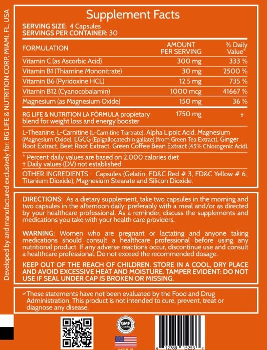 RG LIFE & NUTRITION - Weight Loss Pills, Energy Booster and Fat Burner with Magnesium RG LIFE & NUTRITION buy supplements canada